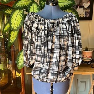 Stylish Sheer Black and White Women's Top